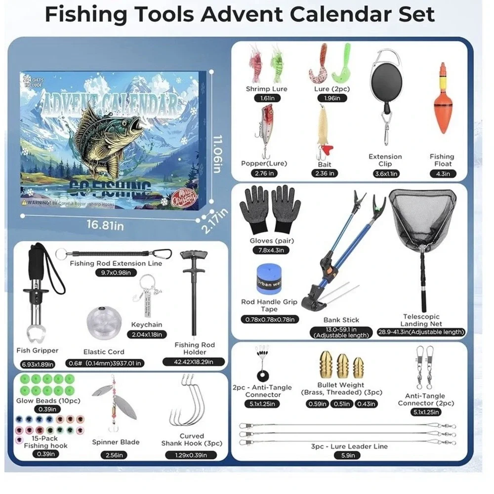 Fishing Advent Calendar 2025 for Men - 24-Day Countdown